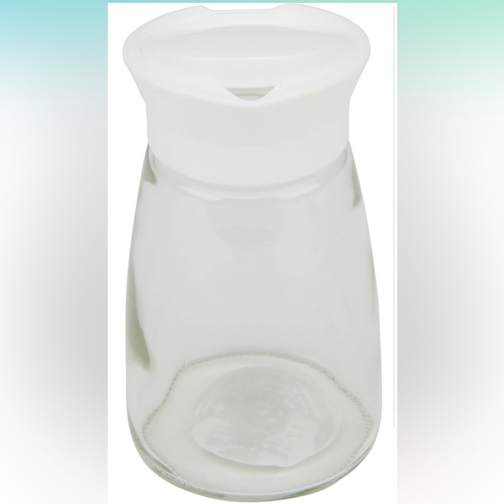 Good Cook Glass 12 oz. Sugar Dispenser with white plastic pop up lid screw top